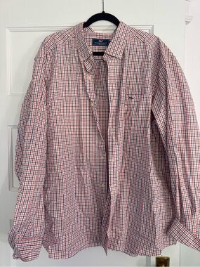 Vineyard Vines orange & Blue Check Button-Down Shirt